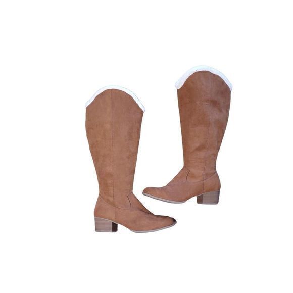 Torrid Faux Suede Shearling Top Knee High‎ Boots Size 10.5W - Picture 1 of 12